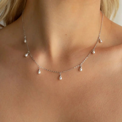 eManco Stainless Steel Simulated Pearl Pendant Necklace Clasp Chain Fine Chain Party Gift