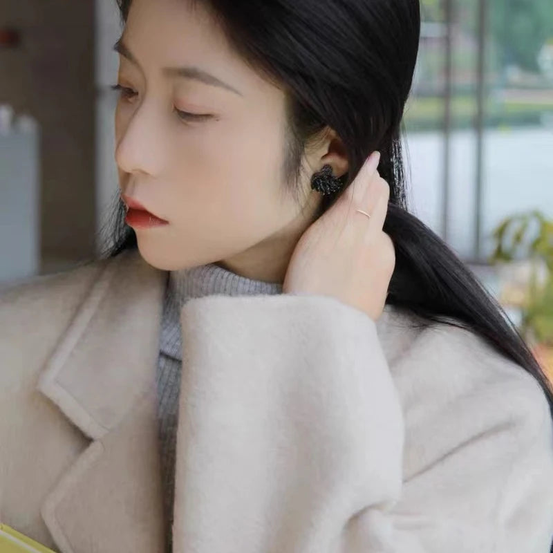 Classic Design Zircon Black Swan shaped Earrings 2024 Fashion Jewelry Set Wedding Party Luxury Accessories for Women Ear Stud