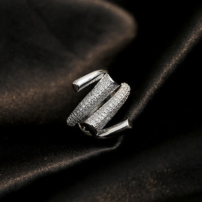 Micro-Set Zircon Cross Open Ring