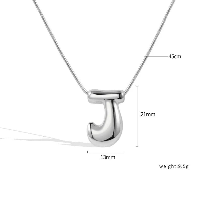 925 Sterling Silver Initial Necklace – Elegant Balloon Letter Gift for Her