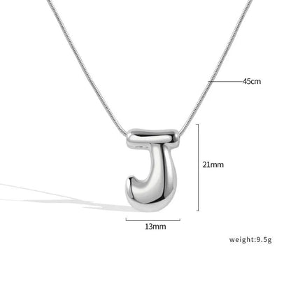 925 Sterling Silver Initial Necklace – Elegant Balloon Letter Gift for Her