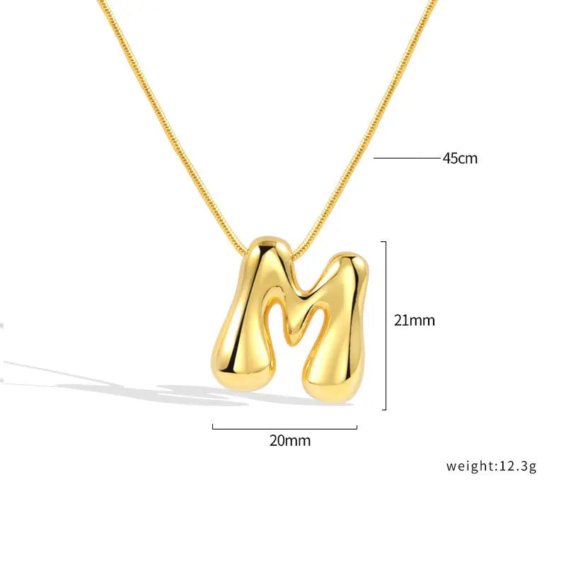 925 Sterling Silver Initial Necklace – Elegant Balloon Letter Gift for Her