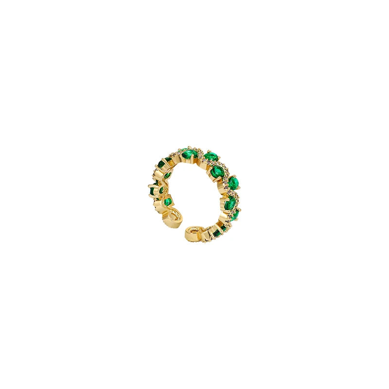 French Vintage Green Zircon Open Ring