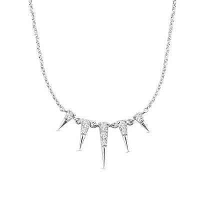 Aide 925 Sterling Silver Unique Sparkling Clear Zircon Rivet Spike Charm Necklaces For Women Rock Punk Jewelry Stackable Choker
