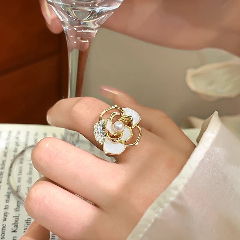 Camellia Flower Gold Ring