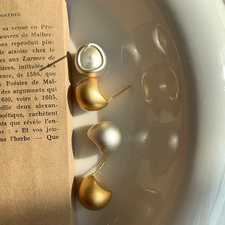 2025 European and American Minimalist Matte Brushed Metal Drop Shaped Earrings For Women's Exquisite Fashion Jewelry Accessories