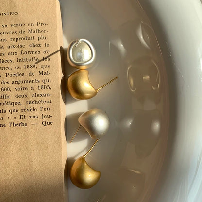 2025 European and American Minimalist Matte Brushed Metal Drop Shaped Earrings For Women's Exquisite Fashion Jewelry Accessories