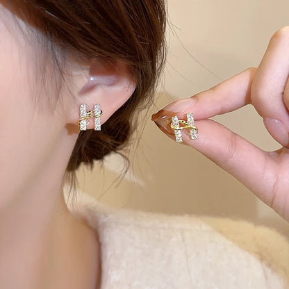Design sense Gold Color Snake Wrapped Letters Micro Inlaid Zircon Stud Earrings Luxurious Jewelry For Women 2024 Christmas Party