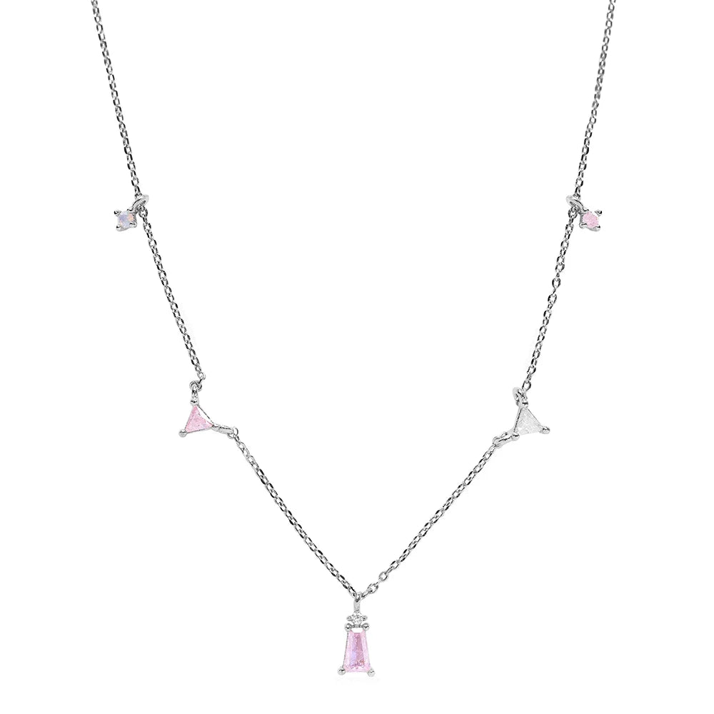 Aide 925 Sterling Silver Unique Sparkling Clear Zircon Rivet Spike Charm Necklaces For Women Rock Punk Jewelry Stackable Choker