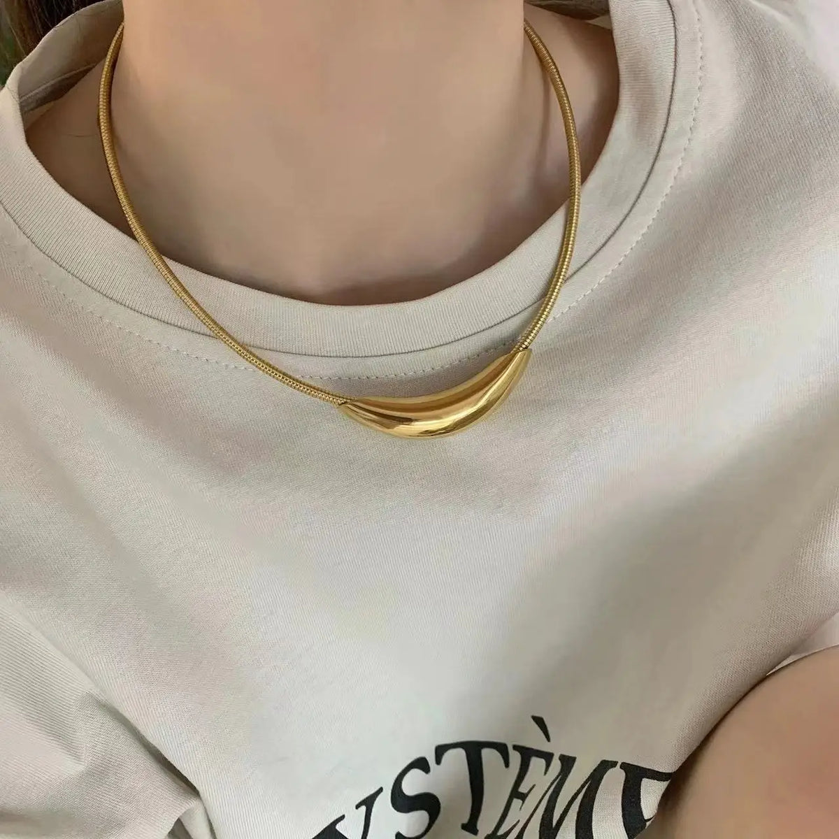 French Retro Design Metal Tube Snake Bone Chain Collar For Women‘s Exaggerated Stainless steel Necklace Girls' Colorless Jewelry