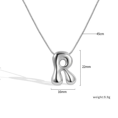 925 Sterling Silver Initial Necklace – Elegant Balloon Letter Gift for Her