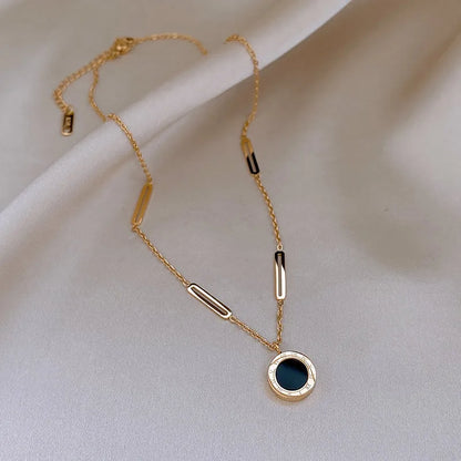 Classic Fashion Stainless Steel Roman Digital Wafer Pendant Necklace 2025 Fashion Jewelry Christmas Party Women's Sexy Necklace