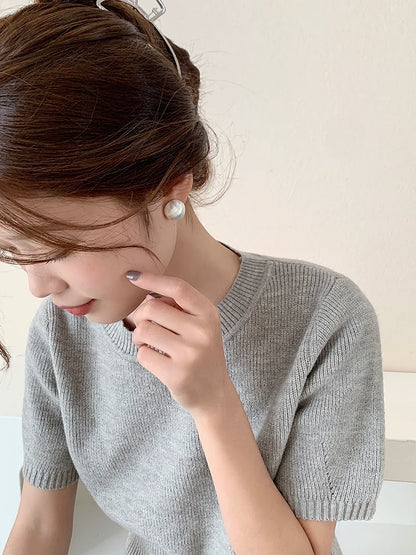 Luxurious Simple Design Brushed Frosted Metal Semicircle Earrings 2025 New Jewelry For Women Christmas Party Fashion Accessories