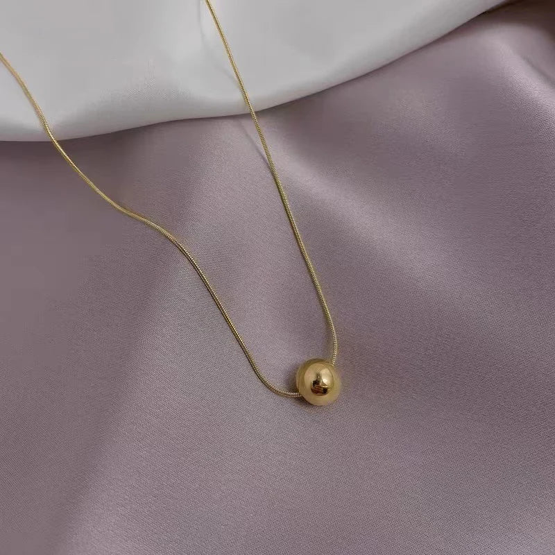 Klassische einfache Kugelanhänger Titanstahl kurze Halskette für Frau koreanischen Modeschmuck Mädchen Zubehör Schlüsselbeinkette