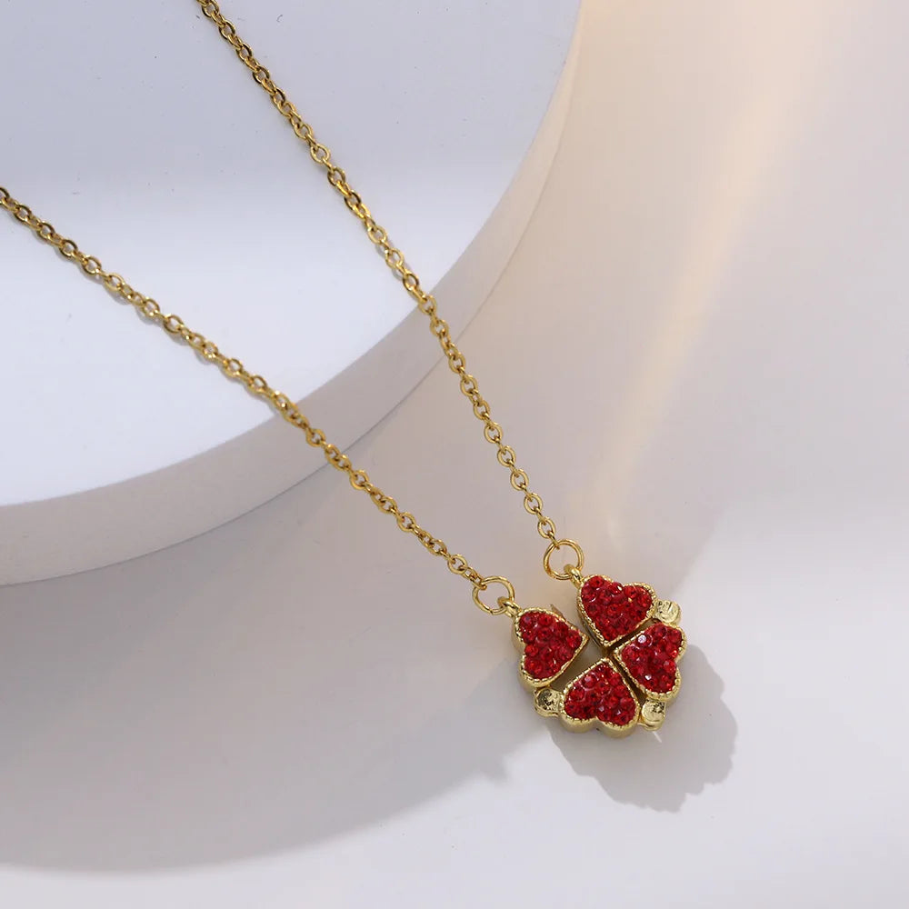 Magnetic Love Clover – Elegant 925 Silver Necklace for Her