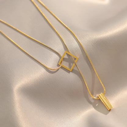 Stainless steel Gold Color Overlay Double-Layer Necklace 2025 New Women's Fashion Jewelry Party Girls' Fadeless Accessories Gift