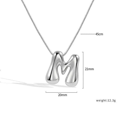 925 Sterling Silver Initial Necklace – Elegant Balloon Letter Gift for Her