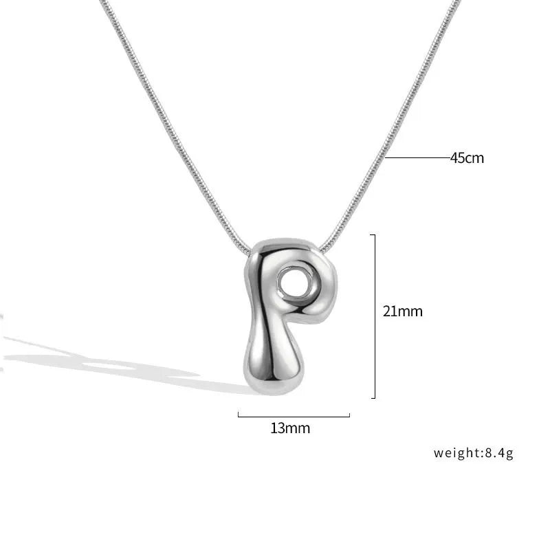 925 Sterling Silver Initial Necklace – Elegant Balloon Letter Gift for Her