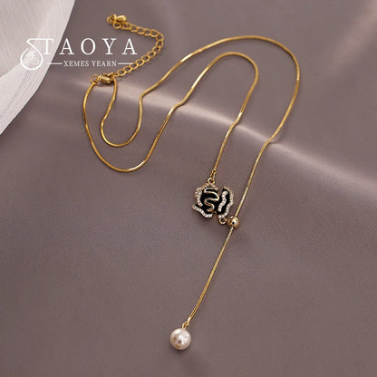 Design Sense Exquisite Black Camellia Pendant Flower Earrings 2025 New Jewelry Party Girls' Luxury Accessories For Women's Gift
