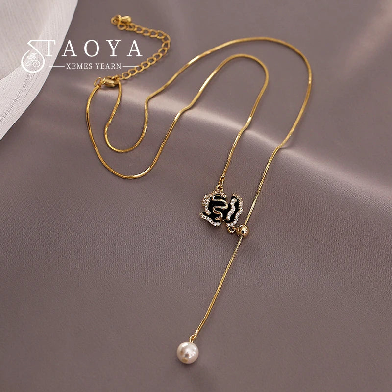 Design Sense Exquisite Black Camellia Pendant Flower Earrings 2025 New Jewelry Party Girls' Luxury Accessories For Women's Gift