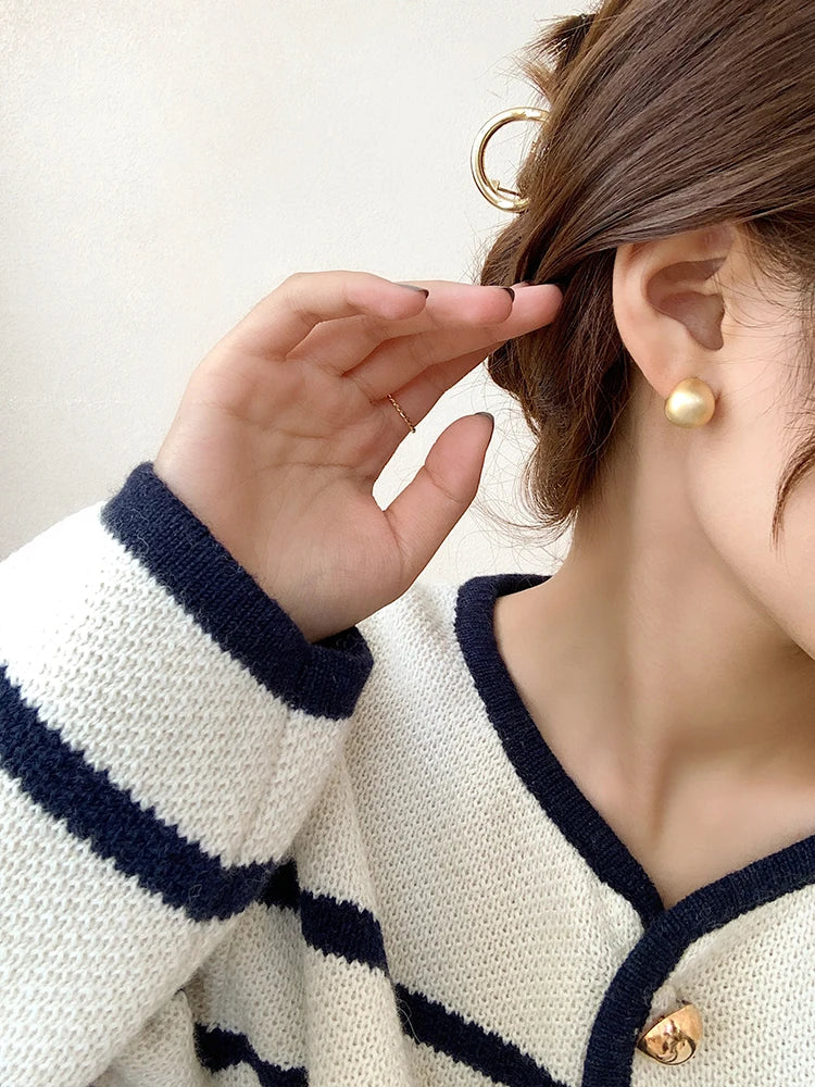2025 European and American Minimalist Matte Brushed Metal Drop Shaped Earrings For Women's Exquisite Fashion Jewelry Accessories