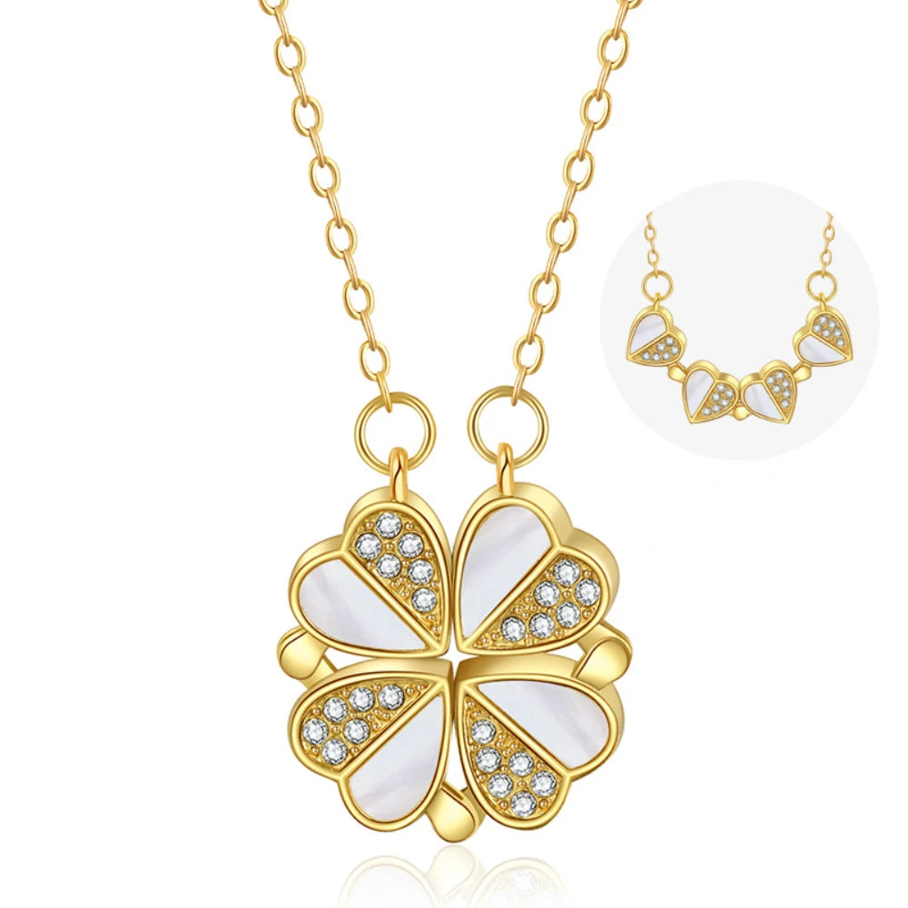 Magnetic Love Clover – Elegant 925 Silver Necklace for Her