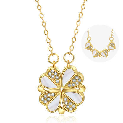 Magnetic Love Clover – Elegant 925 Silver Necklace for Her