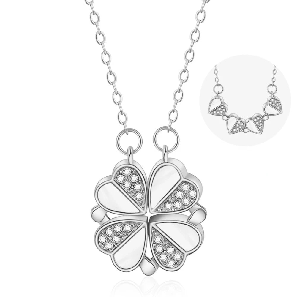 Magnetic Love Clover – Elegant 925 Silver Necklace for Her