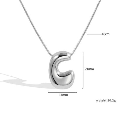 925 Sterling Silver Initial Necklace – Elegant Balloon Letter Gift for Her