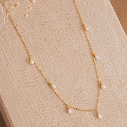 eManco Stainless Steel Simulated Pearl Pendant Necklace Clasp Chain Fine Chain Party Gift