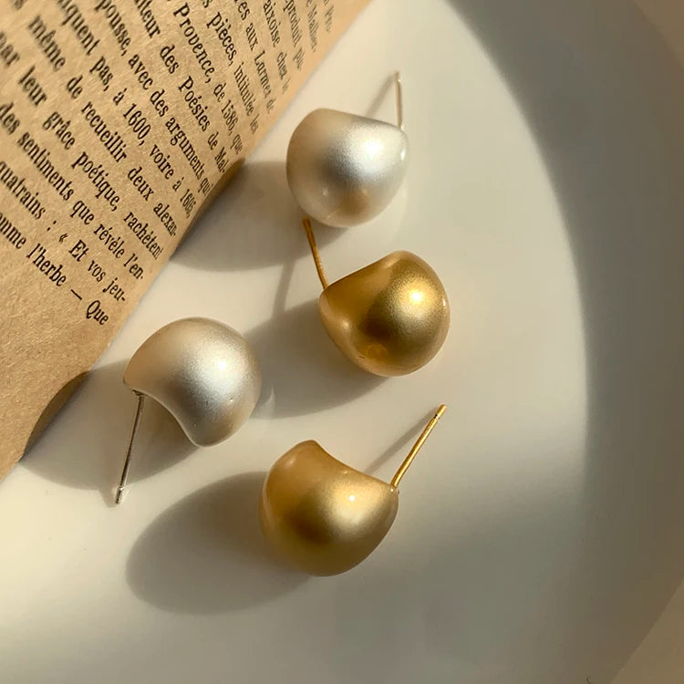 2025 European and American Minimalist Matte Brushed Metal Drop Shaped Earrings For Women's Exquisite Fashion Jewelry Accessories