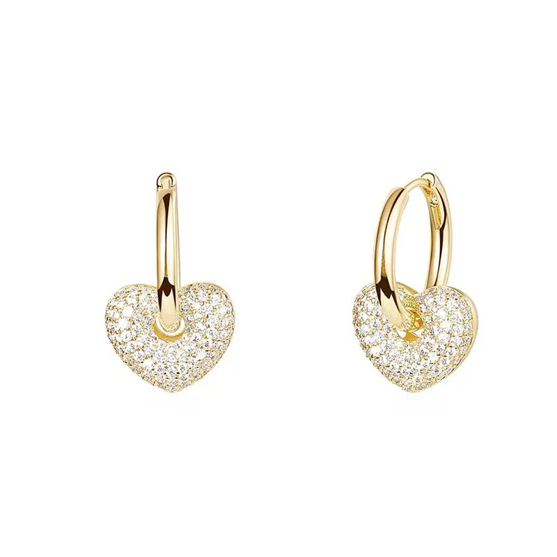 Premium Feeling Micro-set Zircon Heart Shaped Pendant Earrings 2025 New Fashion Jewelry Party Exquisite Accessories For Womens