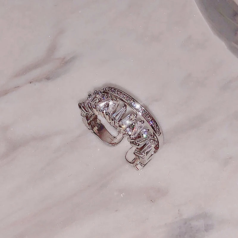 Luxury Zircon Gold Double Open Ring