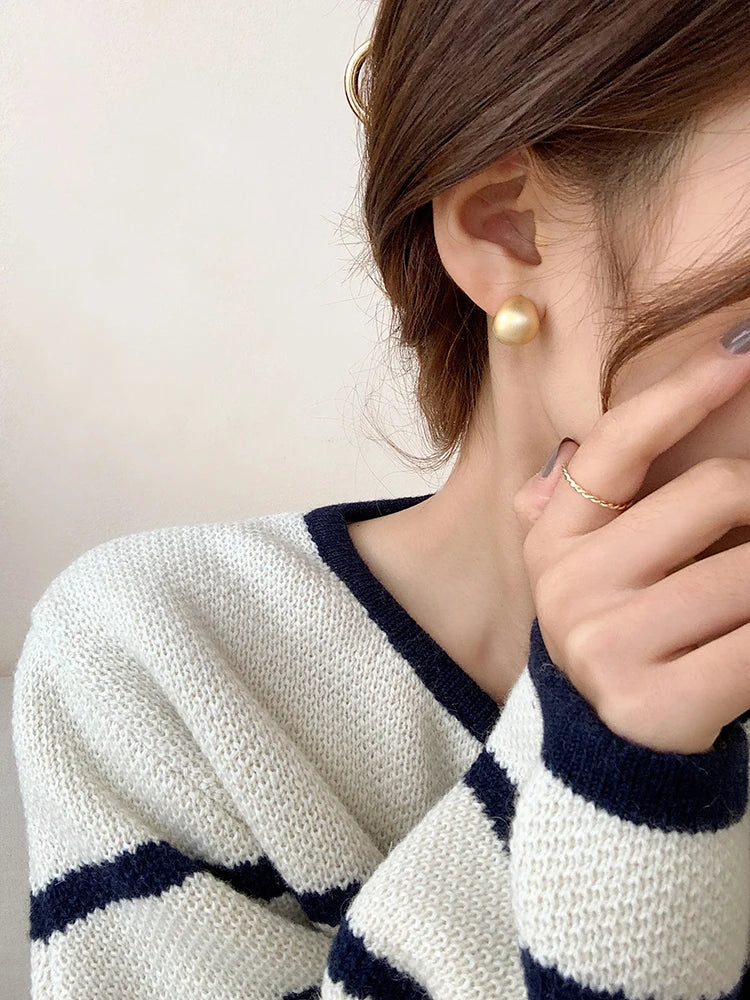 2025 European and American Minimalist Matte Brushed Metal Drop Shaped Earrings For Women's Exquisite Fashion Jewelry Accessories