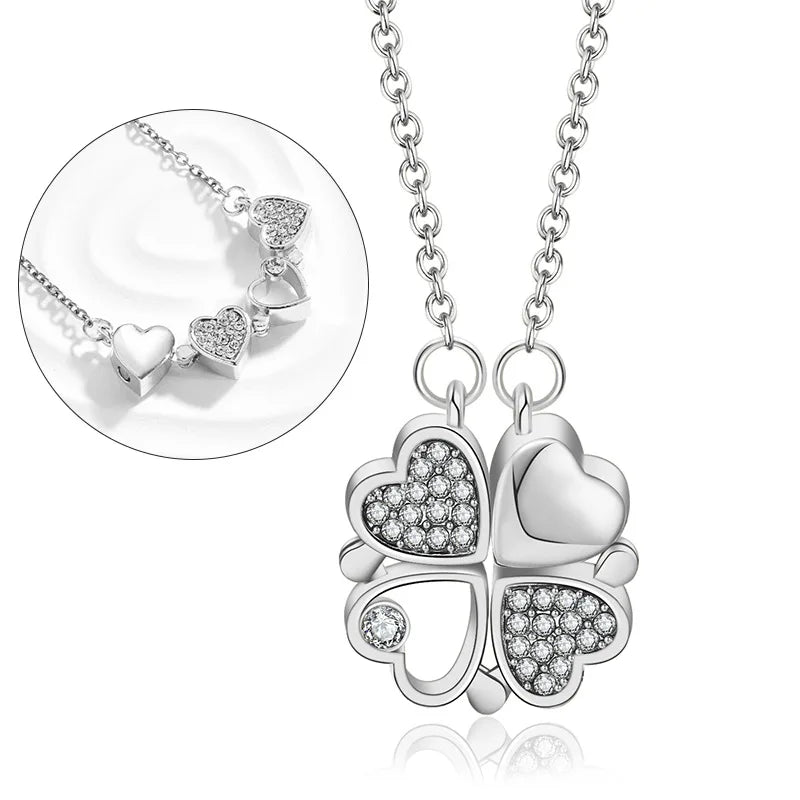 Magnetic Love Clover – Elegant 925 Silver Necklace for Her