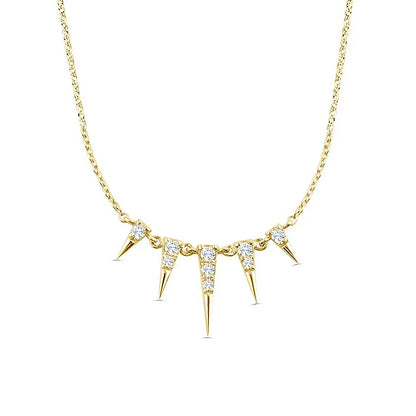 Aide 925 Sterling Silver Unique Sparkling Clear Zircon Rivet Spike Charm Necklaces For Women Rock Punk Jewelry Stackable Choker