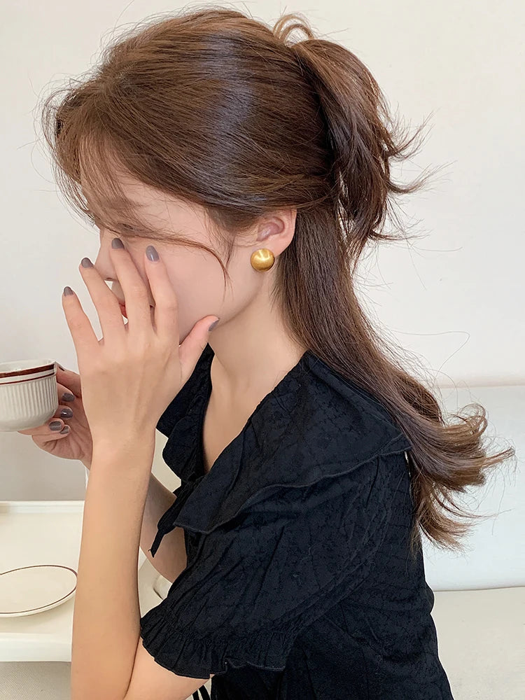 Luxurious Simple Design Brushed Frosted Metal Semicircle Earrings 2025 New Jewelry For Women Christmas Party Fashion Accessories