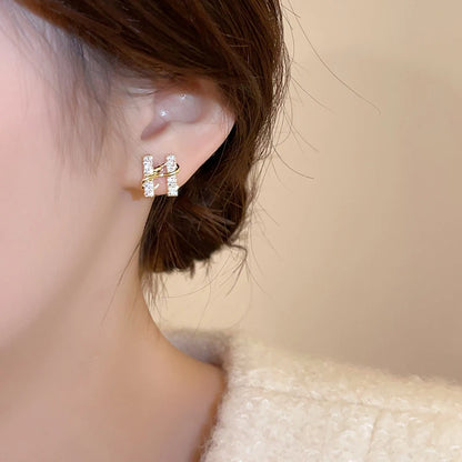 Design sense Gold Color Snake Wrapped Letters Micro Inlaid Zircon Stud Earrings Luxurious Jewelry For Women 2024 Christmas Party