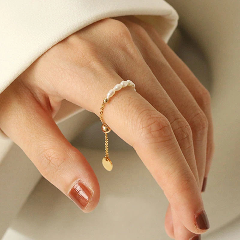 French Retro Pearl Chain Ring
