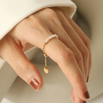 French Retro Pearl Chain Ring