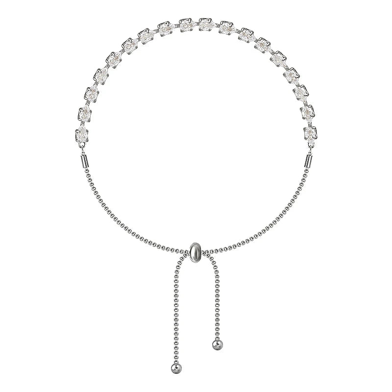 Luxury Premium Zircon Pull Adjustable Charm Bracelets For Woman 2025 Korean Fashion Jewelry Wedding Party Girl's Simple Bracelet