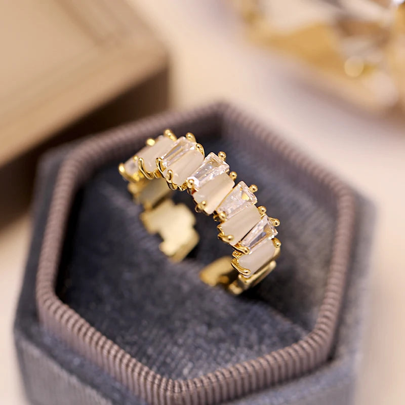 Exquisite Irregular Zircon Gold Open Ring