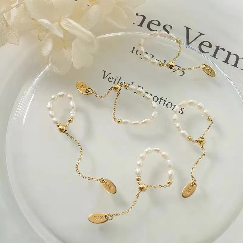 French Retro Pearl Chain Ring