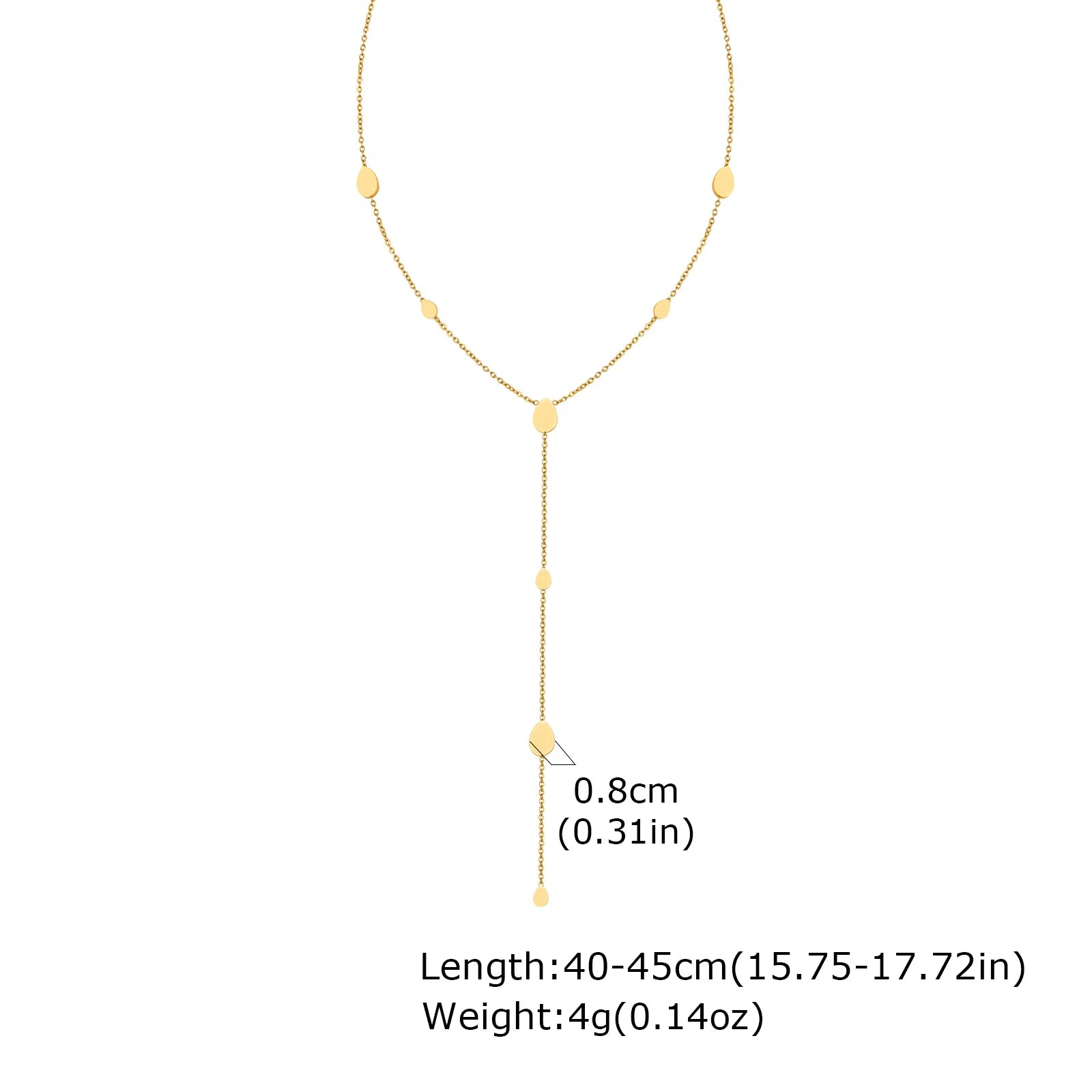 Heart Drop Lariat Chain Necklace For Women, Y Shape Long Chain Stainlss Steel 18K Gold Color  Layered Jewelry