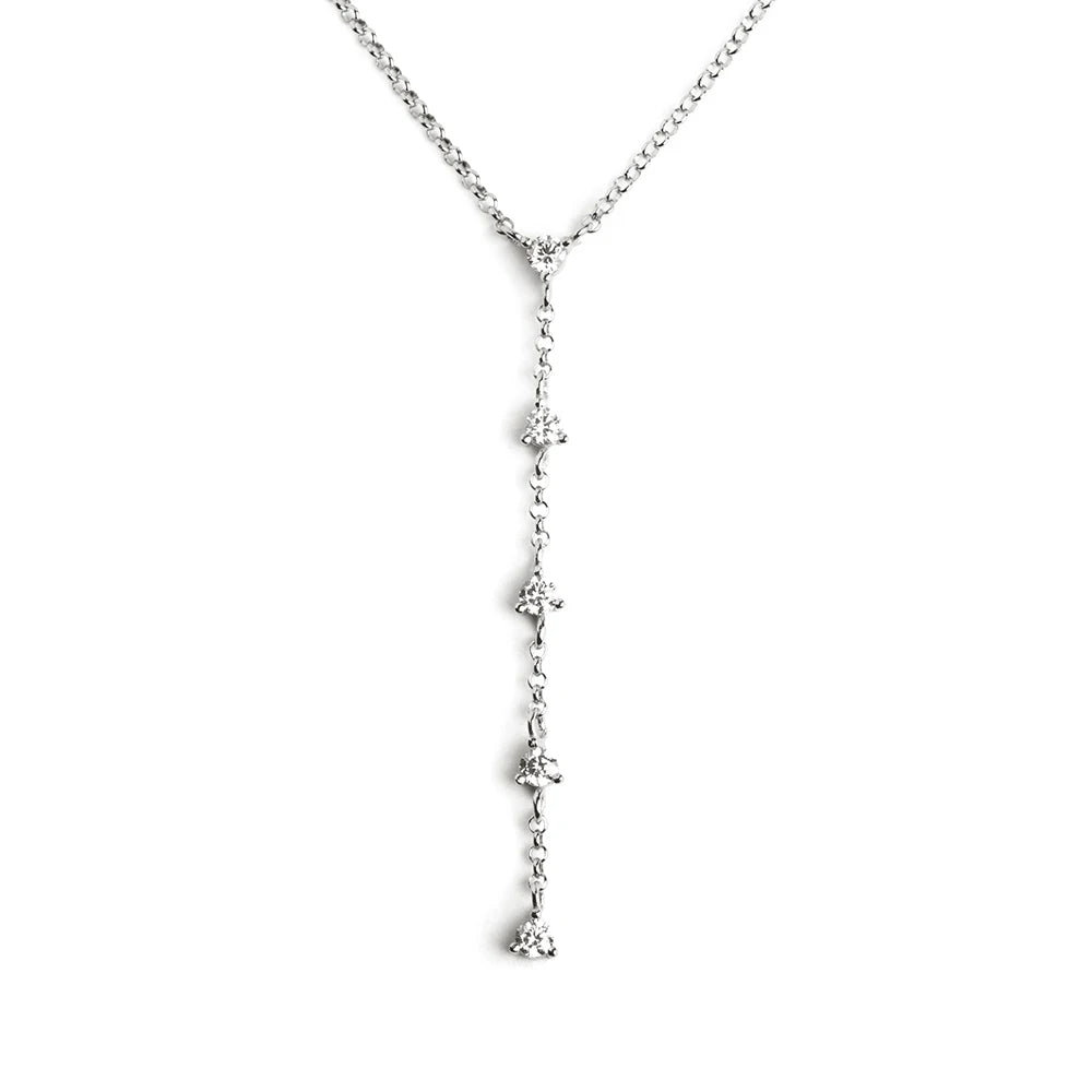 Aide 925 Sterling Silver Unique Sparkling Clear Zircon Rivet Spike Charm Necklaces For Women Rock Punk Jewelry Stackable Choker