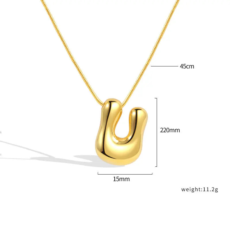 925 Sterling Silver Initial Necklace – Elegant Balloon Letter Gift for Her