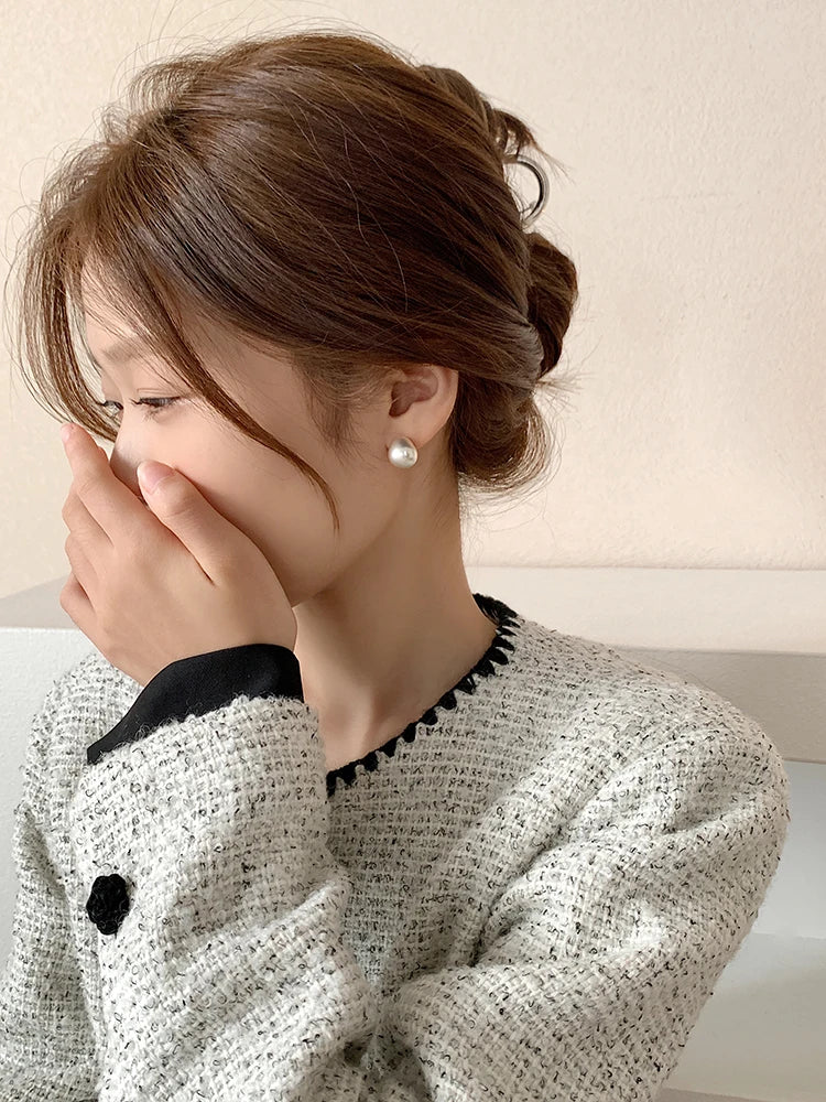 2025 European and American Minimalist Matte Brushed Metal Drop Shaped Earrings For Women's Exquisite Fashion Jewelry Accessories