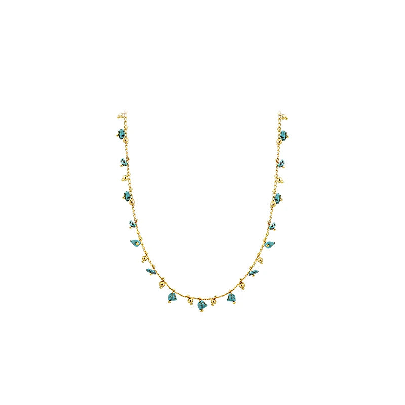 Natural Irregular Green Stone Pendant Gold Color Chain Necklace 2024 Fashion Jewelry For Women's Sexy Neckchain Neck Accessories