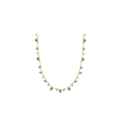 Natural Irregular Green Stone Pendant Gold Color Chain Necklace 2024 Fashion Jewelry For Women's Sexy Neckchain Neck Accessories