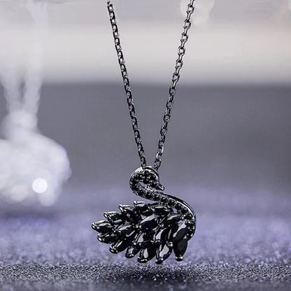 Classic Design Zircon Black Swan shaped Earrings 2024 Fashion Jewelry Set Wedding Party Luxury Accessories for Women Ear Stud